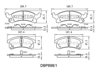 DBP8981 DANAHER Комплект тормозных колодок, дисковый тормоз