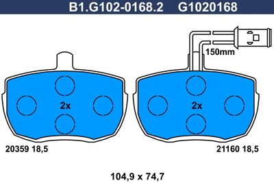 B1G10201682 GALFER Комплект тормозных колодок, дисковый тормоз