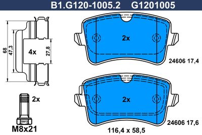 B1G12010052 GALFER Комплект тормозных колодок, дисковый тормоз