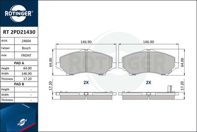 RT2PD21430 ROTINGER Комплект тормозных колодок, дисковый тормоз