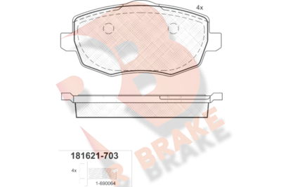 RB1621703 R BRAKE Комплект тормозных колодок, дисковый тормоз