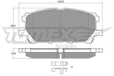 TX1763 TOMEX Brakes Комплект тормозных колодок, дисковый тормоз