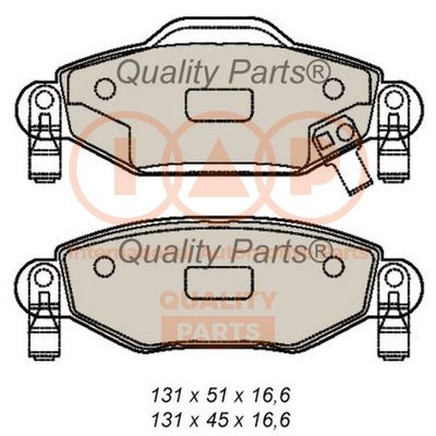 70417003 IAP QUALITY PARTS Комплект тормозных колодок, дисковый тормоз