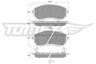 TX1565 TOMEX Brakes Комплект тормозных колодок, дисковый тормоз