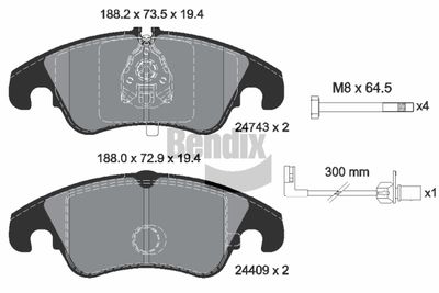 BPD1108 BENDIX Braking Комплект тормозных колодок, дисковый тормоз