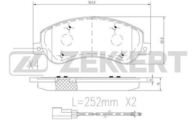 BS1680 ZEKKERT Комплект тормозных колодок, дисковый тормоз