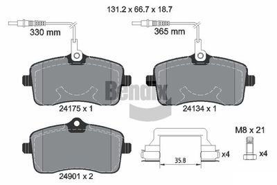 BPD1174 BENDIX Braking Комплект тормозных колодок, дисковый тормоз