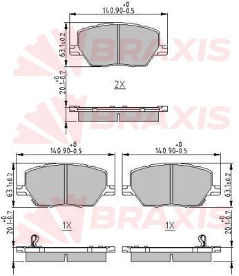 AA0640 BRAXIS Комплект тормозных колодок, дисковый тормоз