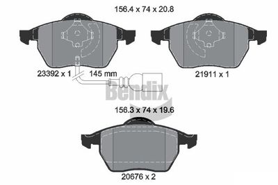 BPD1236 BENDIX Braking Комплект тормозных колодок, дисковый тормоз