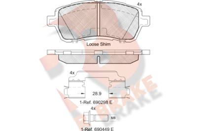 RB1881204 R BRAKE Комплект тормозных колодок, дисковый тормоз