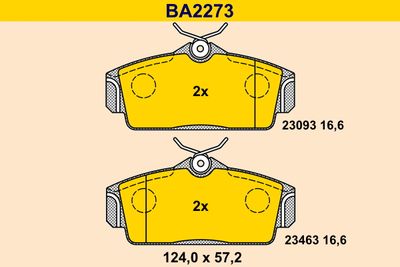 BA2273 BARUM Комплект тормозных колодок, дисковый тормоз