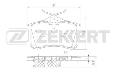 BS1687 ZEKKERT Комплект тормозных колодок, дисковый тормоз