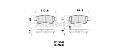 AB0417 BRAXIS Комплект тормозных колодок, дисковый тормоз