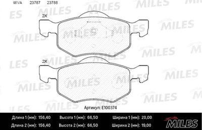 E100374 MILES Комплект тормозных колодок, дисковый тормоз