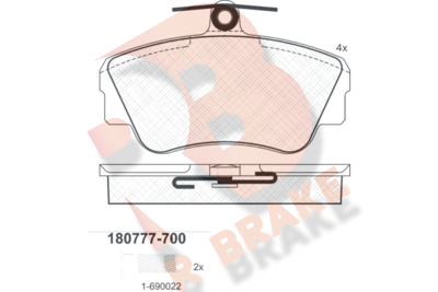 RB0777700 R BRAKE Комплект тормозных колодок, дисковый тормоз