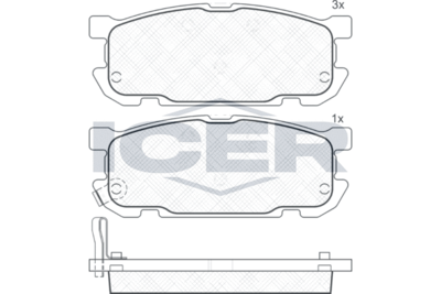 181541 ICER Комплект тормозных колодок, дисковый тормоз