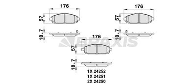 AB0291 BRAXIS Комплект тормозных колодок, дисковый тормоз