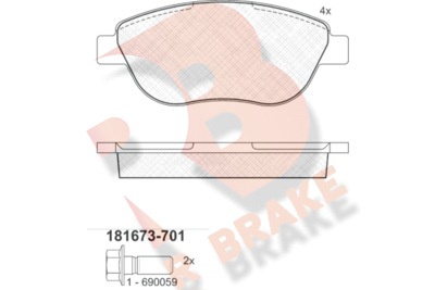 RB1673701 R BRAKE Комплект тормозных колодок, дисковый тормоз