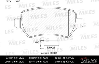E110484 MILES Комплект тормозных колодок, дисковый тормоз