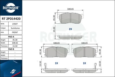 RT2PD14420 ROTINGER Комплект тормозных колодок, дисковый тормоз