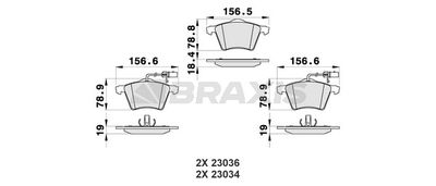 AB0475 BRAXIS Комплект тормозных колодок, дисковый тормоз