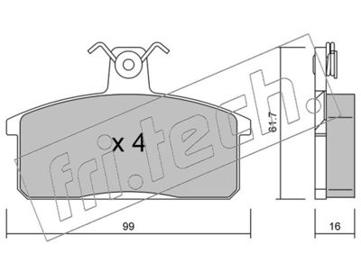 0280 fri.tech. Комплект тормозных колодок, дисковый тормоз