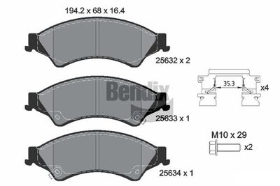 BPD1413 BENDIX Braking Комплект тормозных колодок, дисковый тормоз