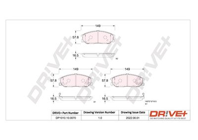 DP1010100070 Dr!ve+ Комплект тормозных колодок, дисковый тормоз