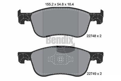 BPD1631 BENDIX Braking Комплект тормозных колодок, дисковый тормоз