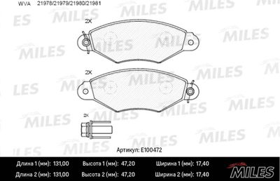 E100472 MILES Комплект тормозных колодок, дисковый тормоз