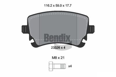 BPD1622 BENDIX Braking Комплект тормозных колодок, дисковый тормоз