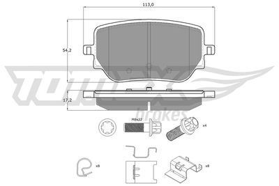 TX1949 TOMEX Brakes Комплект тормозных колодок, дисковый тормоз