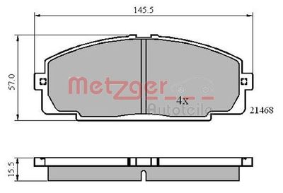 1170872 METZGER Комплект тормозных колодок, дисковый тормоз