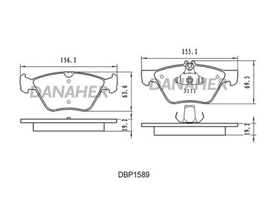 DBP1589 DANAHER Комплект тормозных колодок, дисковый тормоз