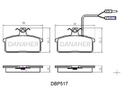 DBP517 DANAHER Комплект тормозных колодок, дисковый тормоз