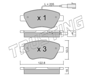 3300 TRUSTING Комплект тормозных колодок, дисковый тормоз
