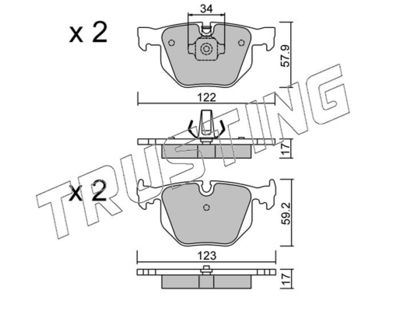 5770 TRUSTING Комплект тормозных колодок, дисковый тормоз