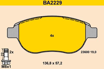 BA2229 BARUM Комплект тормозных колодок, дисковый тормоз