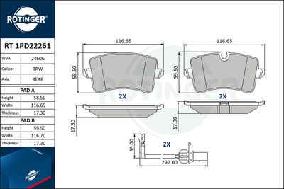 RT1PD22261 ROTINGER Комплект тормозных колодок, дисковый тормоз