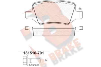 RB1510701 R BRAKE Комплект тормозных колодок, дисковый тормоз