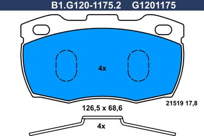 B1G12011752 GALFER Комплект тормозных колодок, дисковый тормоз