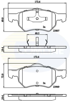 CBP02222 COMLINE Комплект тормозных колодок, дисковый тормоз