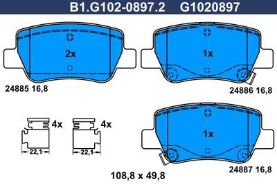 B1G10208972 GALFER Комплект тормозных колодок, дисковый тормоз