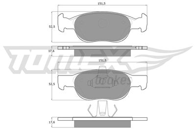 TX1071 TOMEX Brakes Комплект тормозных колодок, дисковый тормоз