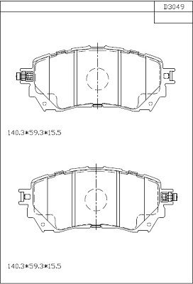 KD3049 ASIMCO Комплект тормозных колодок, дисковый тормоз