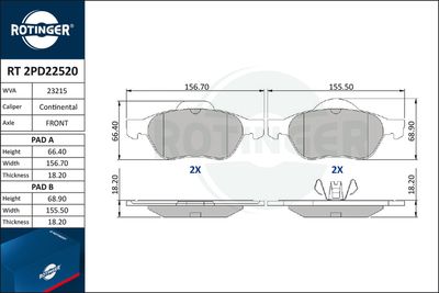 RT2PD22520 ROTINGER Комплект тормозных колодок, дисковый тормоз