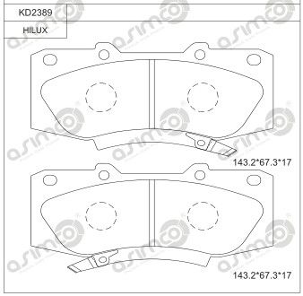 KD2389 ASIMCO Комплект тормозных колодок, дисковый тормоз