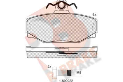 RB1155700 R BRAKE Комплект тормозных колодок, дисковый тормоз