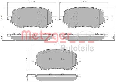 1170927 METZGER Комплект тормозных колодок, дисковый тормоз