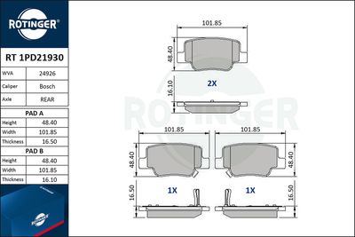 RT1PD21930 ROTINGER Комплект тормозных колодок, дисковый тормоз